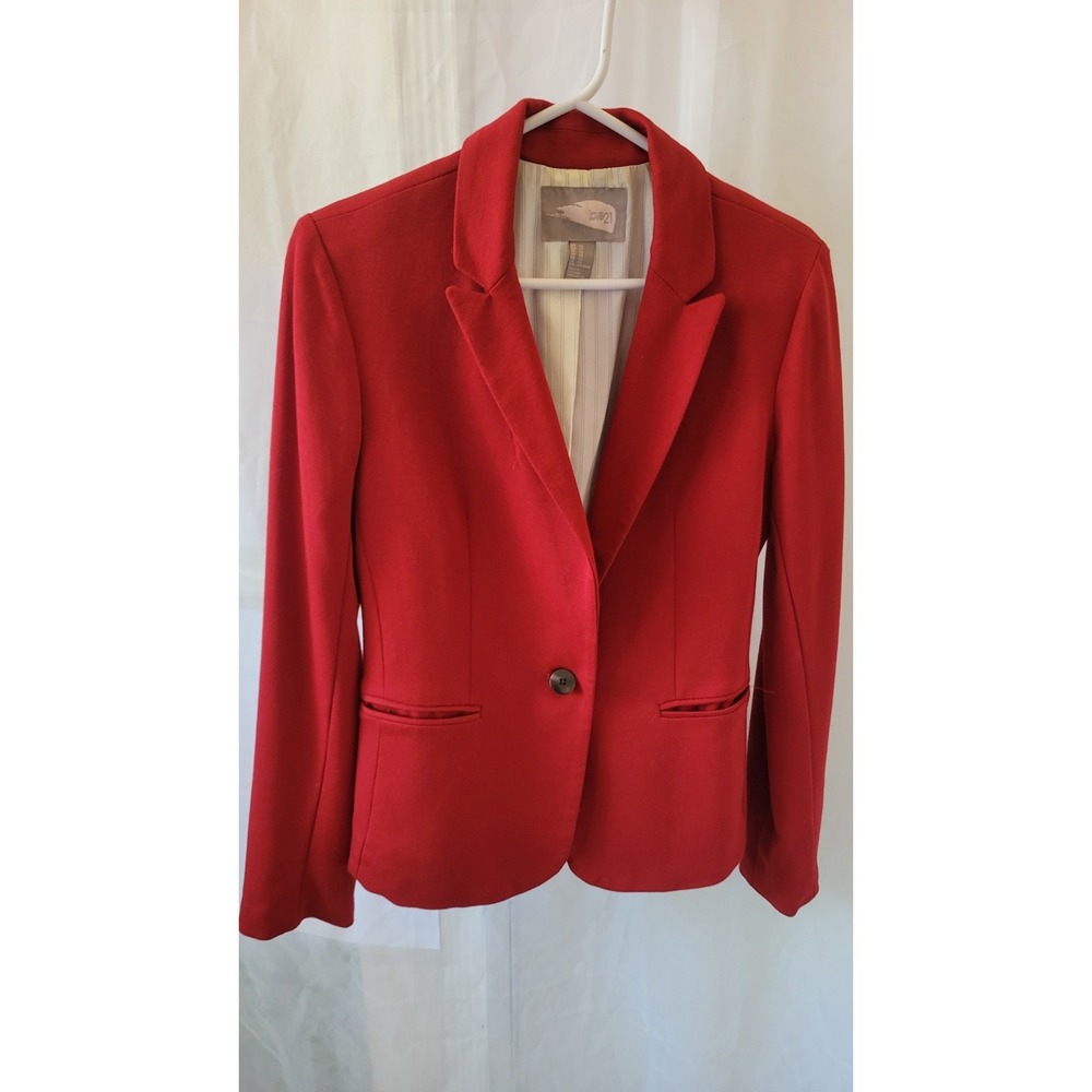Forever 21 Red Mid-Length Blazer Suit XS Women Single Button Collared Lined